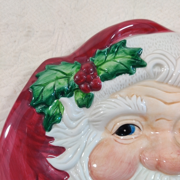 Fitz and Floyd Holiday Toyland Santa Face Canape Plate Christmas 2003 In Box - Picture 3 of 11